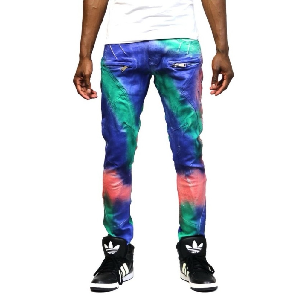 Multicolor distressed Paint-Splatter Jeans